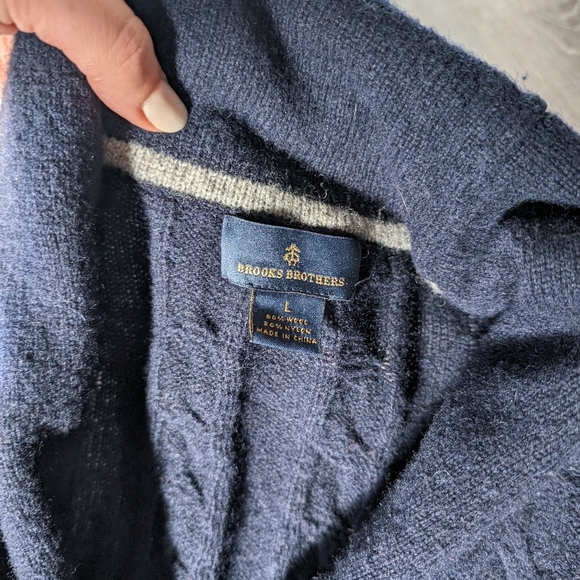 BROOKS BROTHERS - Wool Blend Cowl Neck Cardigan - Picture 13 of 13